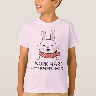 ハッピーバニーTシャツ – かわいいミニマリストの漫画バーン Tシャツ
