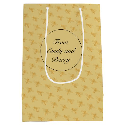 ハッピーバビーシャワーのまわりに中抱き枕 ミディアムペーパーバッグ (裏面)