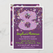 ハッピーバブル!誕生カラフル日パーティの番号 招待状 (正面/裏面)