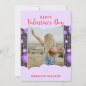 ハッピーバレンタお洒落ーパープルハート花名 シーズンカード (正面)