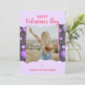 ハッピーバレンタお洒落ーパープルハート花名 シーズンカード (スタンド正面)