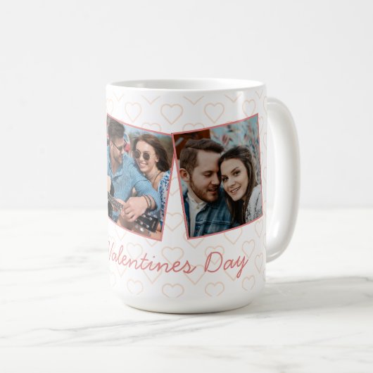 ハッピーバレンタインかわいい3写真ハートパターン コーヒーマグカップ (正面右)