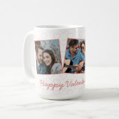 ハッピーバレンタインかわいい3写真ハートパターン コーヒーマグカップ (正面左)
