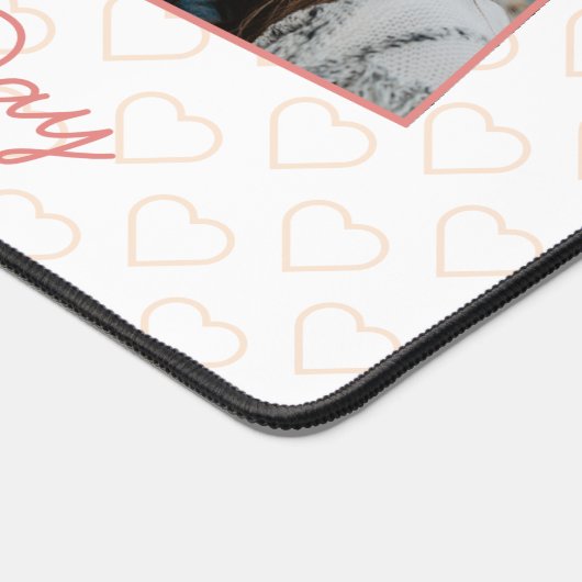 ハッピーバレンタインかわいい3写真ハートパターン デスクマット (コーナー)