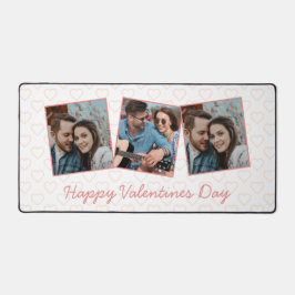 ハッピーバレンタインかわいい3写真ハートパターン デスクマット