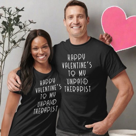 ハッピーバレンタインのおもしろい引用文カップルのモノグラム Tシャツ