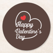 ハッピーバレンタインのハートスワップID734 ラウンドペーパーコースター (正面)