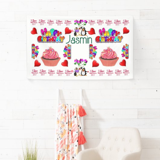 ハッピーバレンタインのバナー，ハッピーバースデーバナー 横断幕 (インサイチュ)