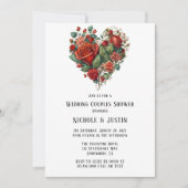 ハッピーバレンタインのバラのカップル結婚のシャワー 招待状 (正面)