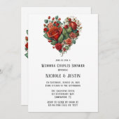 ハッピーバレンタインのバラのカップル結婚のシャワー 招待状 (正面/裏面)