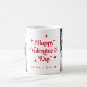 ハッピーバレンタインのレトロスター赤い写真 コーヒーマグカップ (中央)