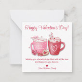 ハッピーバレンタインの日，ホットチョコレートピンクの休日 ノートカード (正面)