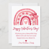 ハッピーバレンタインの日，赤ピンクの虹の休日 ノートカード (正面)