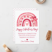 ハッピーバレンタインの日，赤ピンクの虹の休日 ノートカード (正面/裏面インサイチュ)