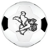 ハッピーバレンタインキューピッドエンジェルサッカー白黒 サッカーボール (回転)
