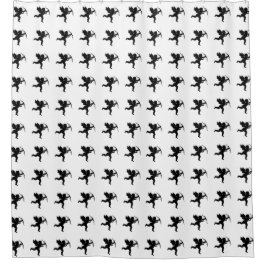 ハッピーバレンタインキューピッドエンジェル白黒エンジェル シャワーカーテン