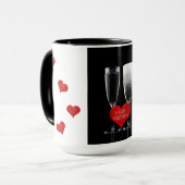 ハッピーバレンタインシャンパンフルトグラス赤いハート マグカップ (正面左)