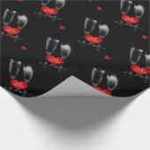 ハッピーバレンタインシャンパンフルトグラス赤いハート ラッピングペーパー (角)
