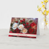 ハッピーバレンタインズデイかわいらしウィズホワイトレッドローズ カード (黄色い花)
