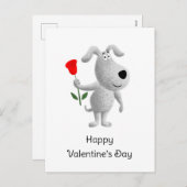 ハッピーバレンタインズレッドローズドッグパピー シーズンポストカード (正面/裏面)