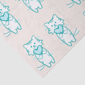 ハッピーバレンタインティール（緑がかった色）子猫 薄葉紙 (詳細)