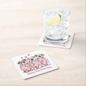 ハッピーバレンタインデイグリッシュブルドッグ スクエアペーパーコースター (インサイチュ)