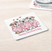 ハッピーバレンタインデイグリッシュブルドッグ スクエアペーパーコースター (アングル)