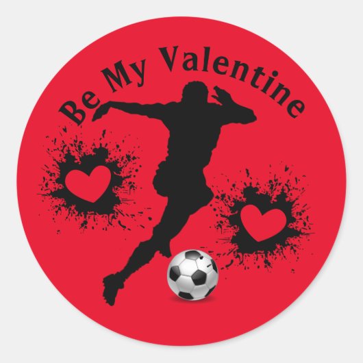 ハッピーバレンタインデサッカー選手ステッカー ラウンドシール (正面)