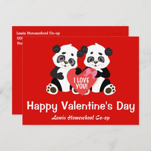 ハッピーバレンタインデーあなたのホームスクールCo op ポストカード (正面/裏面)