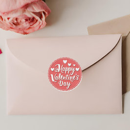 ハッピーバレンタインデーかわいいよくはしゃぐホリデーステッカー ラウンドシール