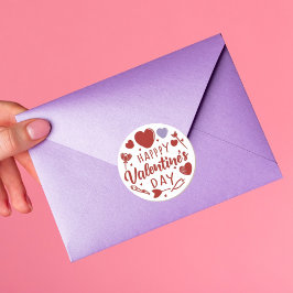 ハッピーバレンタインデーかわいいよくはしゃぐホリデーステッカー ラウンドシール