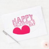 ハッピーバレンタインデーかわいいオーバルステッカー 楕円形シール (封筒)