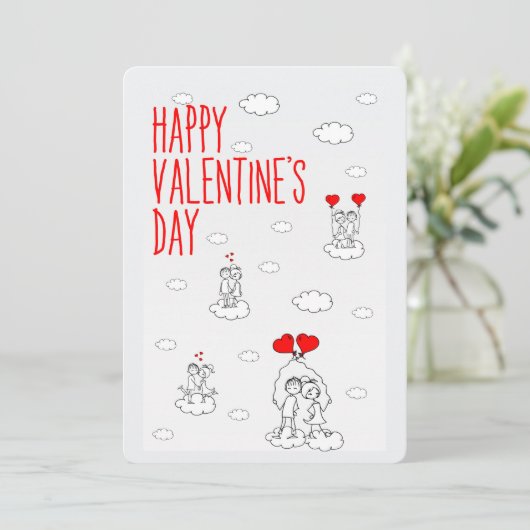 ハッピーバレンタインデーかわいいカップル シーズンカード (スタンド正面)