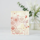 ハッピーバレンタインデーかわいいキューピッドハートバタフライ シーズンポストカード (スタンド正面)