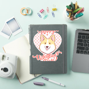 ハッピーバレンタインデーかわいいコルギドッグ シール