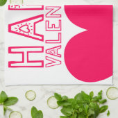 ハッピーバレンタインデーかわいいタイポグラフィキッチンT キッチンタオル (折り畳み)