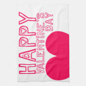 ハッピーバレンタインデーかわいいタイポグラフィキッチンT キッチンタオル (縦)