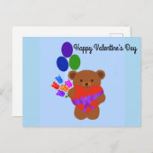 ハッピーバレンタインデーかわいいテディベア#3はがき ポストカード (正面/裏面)