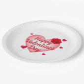 ハッピーバレンタインデーかわいいハート ペーパープレート (アングル)