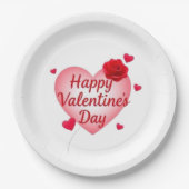 ハッピーバレンタインデーかわいいハート ペーパープレート (正面)