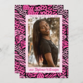 ハッピーバレンタインデーかわいいピンクのジャングルハート写真 シーズンカード (正面/裏面)