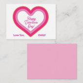 ハッピーバレンタインデーかわいいピンクビッグハート ガーリー ノートカード (正面/裏面)