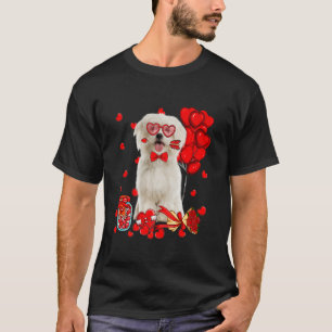 ハッピーバレンタインデーかわいいマルチーズドッグハートラブプ Tシャツ