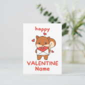 ハッピーバレンタインデーかわいいリス ポストカード (スタンド正面)
