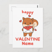 ハッピーバレンタインデーかわいいリス ポストカード (正面/裏面)