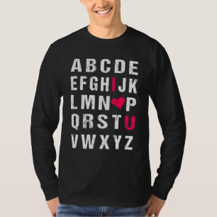 ハッピーバレンタインデーかわいいレトロ先生アルファベット Tシャツ