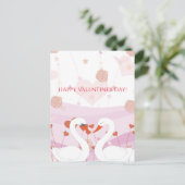 ハッピーバレンタインデーかわいいロマンチックなスワンズバラ シーズンポストカード (スタンド正面)