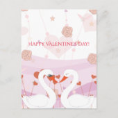 ハッピーバレンタインデーかわいいロマンチックなスワンズバラ シーズンポストカード (正面)