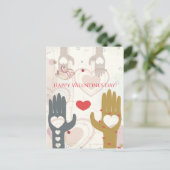 ハッピーバレンタインデーかわいい救済鳥の手 シーズンポストカード (スタンド正面)