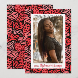 ハッピーバレンタインデーかわいい赤いジャングルハート写真 シーズンカード